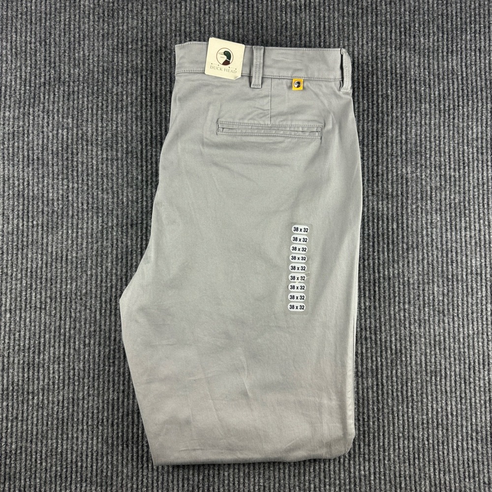 Duck Head Mens Gold Glory Chino Pants Gray Flat Front 38x32 NWT
